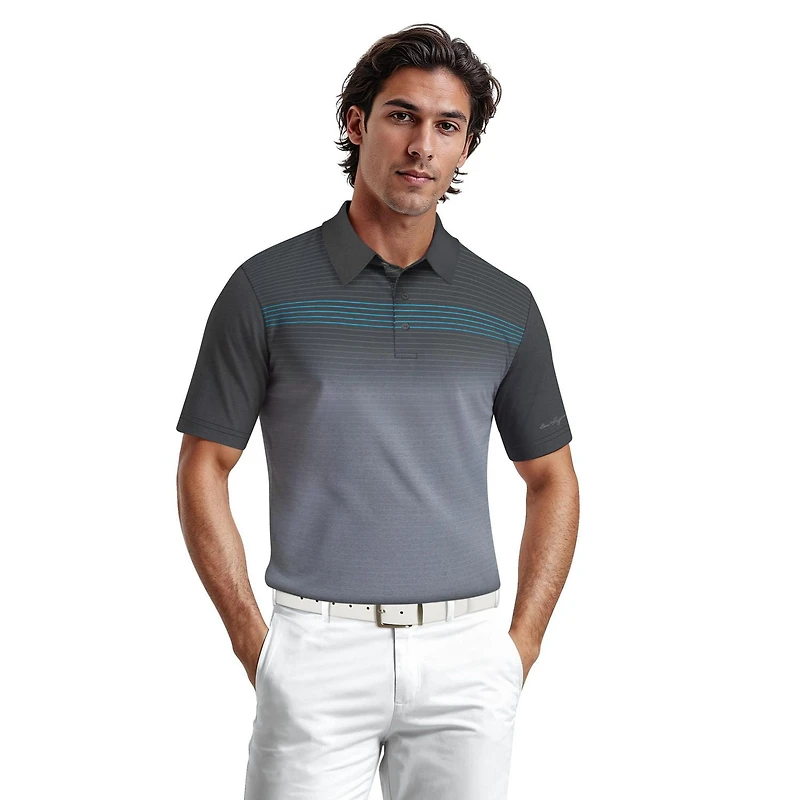 Ben Hogan Performance Men's Heather Asymmetrical Print Golf Polo Shirt,