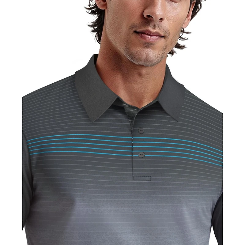 Ben Hogan Performance Men's Heather Asymmetrical Print Golf Polo Shirt,