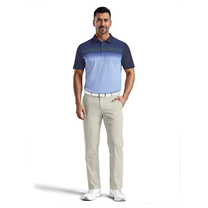 Ben Hogan Performance Men's Heather Asymmetrical Print Golf Polo Shirt