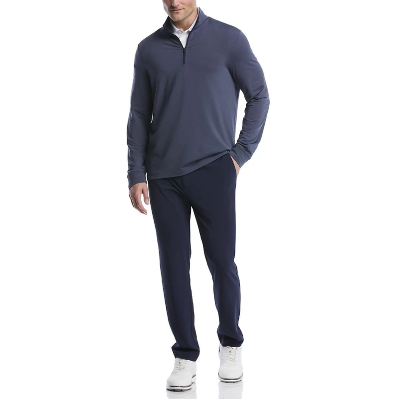 Pull Polo de Golf Homme Manches Longues Ben Hogan Performance Rayures Fines Chiné Léger