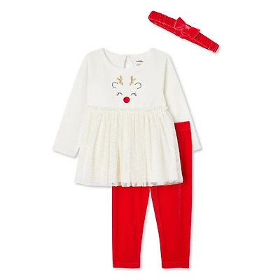 Ensemble 3 pièces avec tunique des fêtes George pour bébés filles