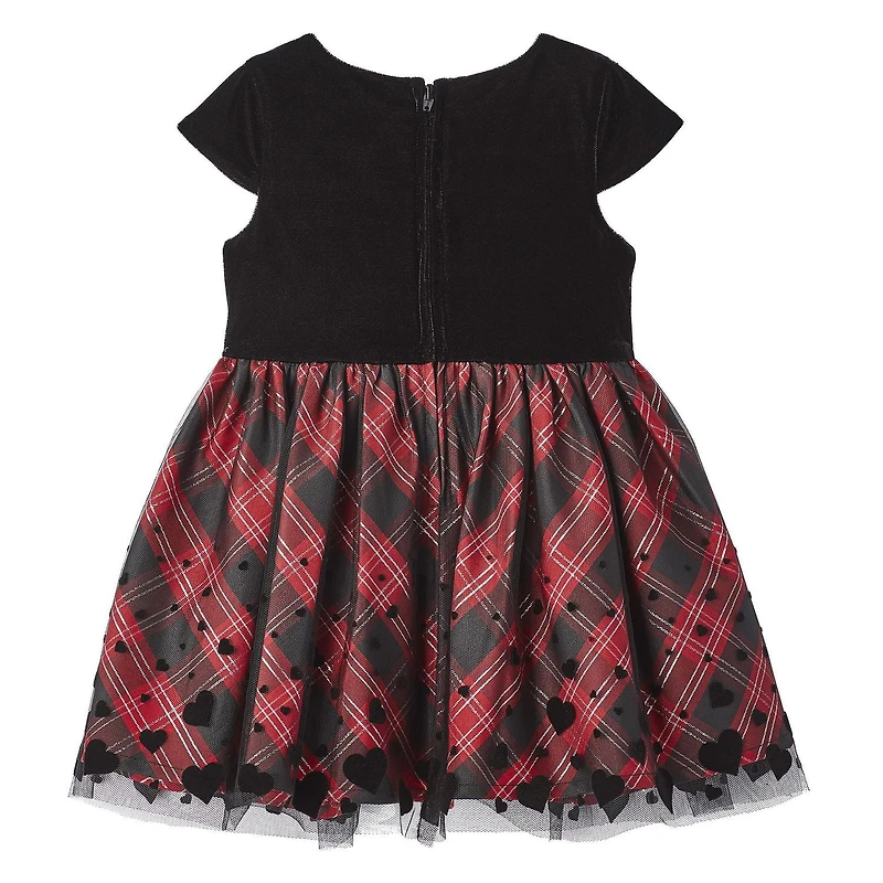 George Baby Girls' Flocked Mesh and Plaid Skirt Dress