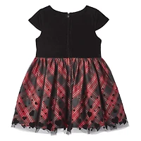 George Baby Girls' Flocked Mesh and Plaid Skirt Dress
