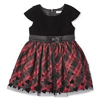 George Baby Girls' Flocked Mesh and Plaid Skirt Dress