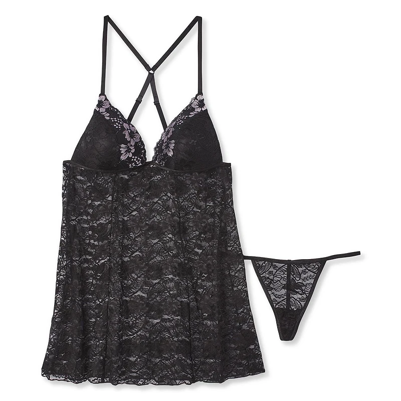 Ensemble 2 pièces avec nuisette en dentelle George pour femmes