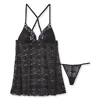 Ensemble 2 pièces avec nuisette en dentelle George pour femmes