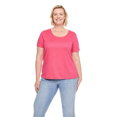 T-shirt à encolure ras du cou en tricot interlock Iyla plus pour femmes Tailles 1X-4X