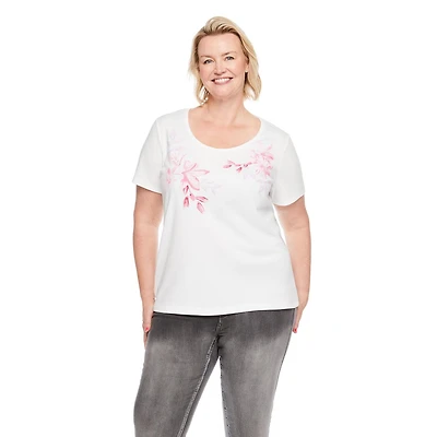 Iyla Women's Plus Interlock Crew Neckline Tee, Sizes 1X-4X