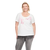 T-shirt à encolure ras du cou en tricot interlock Iyla plus pour femmes Tailles 1X-4X