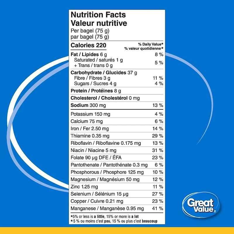 Great Value Multigrain Bagels, 450 g