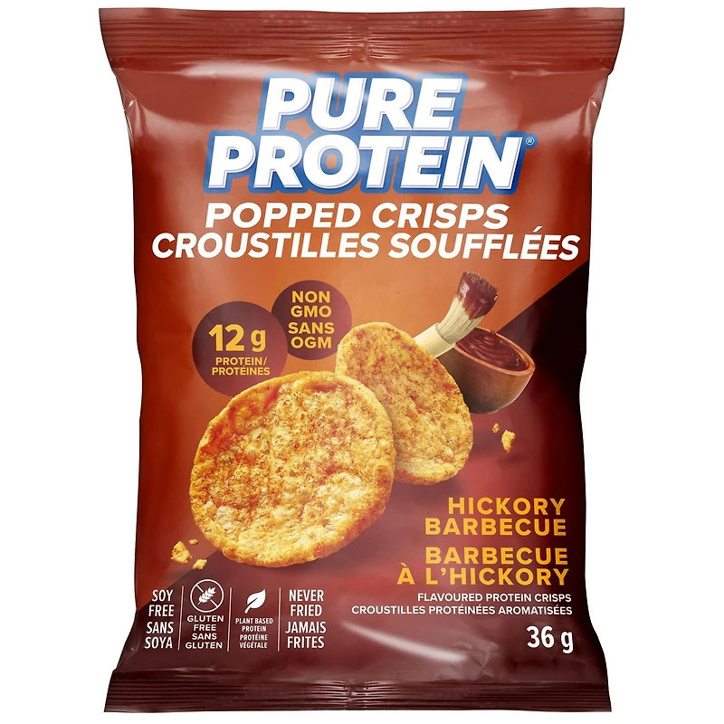 PURE PROTEIN POPPED CRISPS HICKORY BBQ 36G, High protein and great taste!