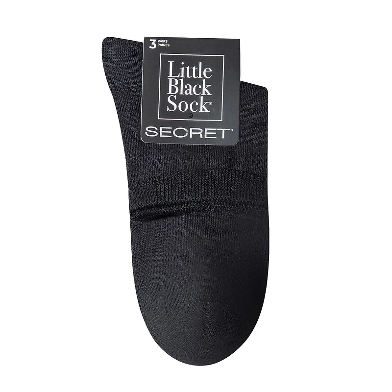 Secret Petites Chaussettes Noires Quart de jambe uni 3P Pointures 6 à 10