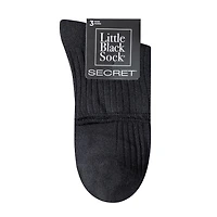 Secret Little Black Socks Ribbed/Solid Quarter P3, Fits shoe sizes 6-10