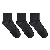 Secret Little Black Socks Ribbed/Solid Quarter P3, Fits shoe sizes 6-10