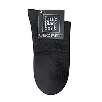 Secret Little Black Socks Basketweave/Solid/Ribbed Quarter P3, Fits shoe sizes 6-10