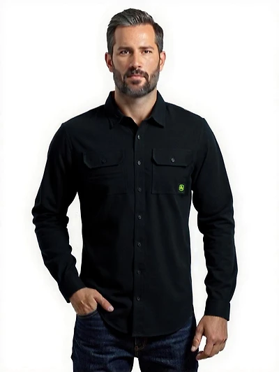 Chemise à manches longues en sergé brossé uni pour homme John Deere, tailles S XL