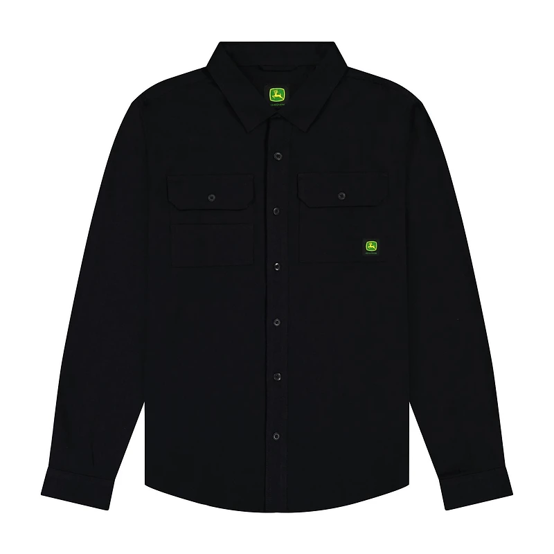 John Deere Men’s Solid Brushed Twill Long Sleeve Shirt, S-XL, Shirt