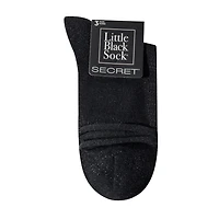 Secret Little Black Socks Lurex/Solid Roll Top Mid Crew P3, Fits shoe sizes 6-10