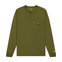 John Deere Warmth Shield™️ T-shirt Henley Thermique à manches longues et poches pour homme, tailles S XL Poche