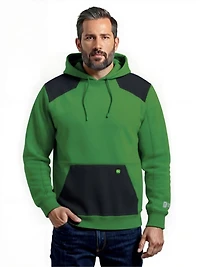 John Deere Men’s Reinforced Pull Over Fleece Hoodie with Nylon Trim, S-XL,