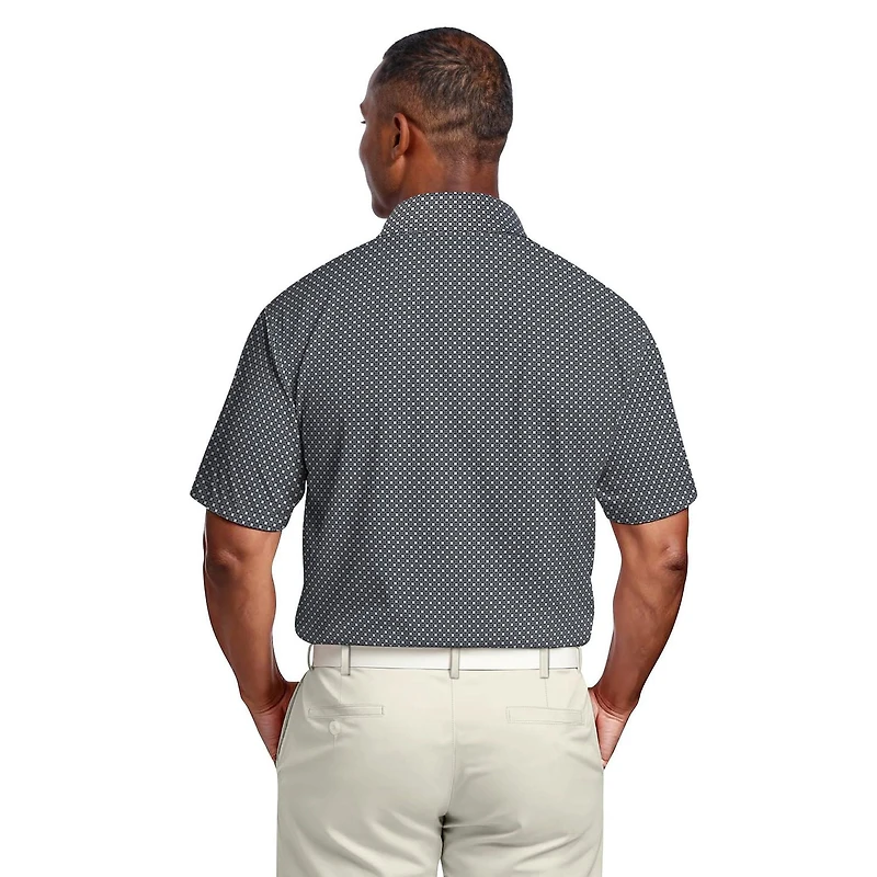 Ben Hogan Performance Men's All-Over Geometric Print Golf Polo Shirt,
