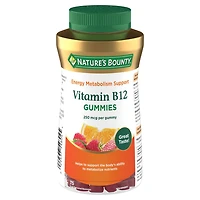 NATURE'S BOUNTY La vitamine B12 favorise la santé, le système immunitaire et la form. des globules rouges; saveurs variées : baies mélangées, orange et framboise 75 paquet 75 gélifiés