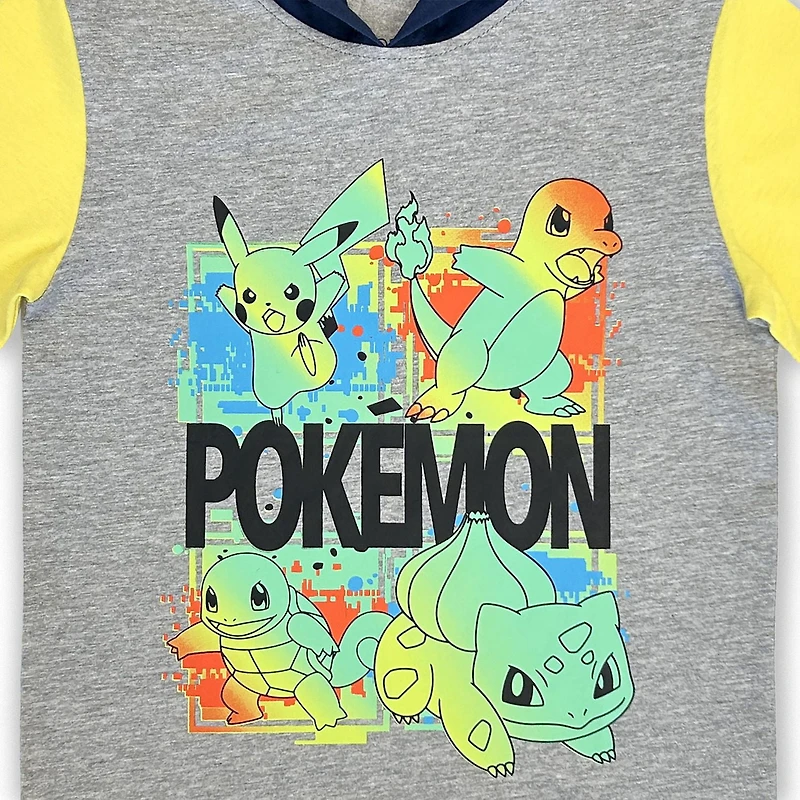 Pokemon T-Shirt avec capuchon à manche courte pour garçons