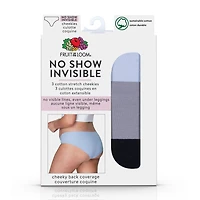 Women's No Show Cheekies Underwear, 3 Pack