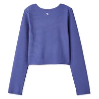Athletic Works Girls' Long Sleeve Rib Top, Sizes XS-XL