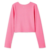 Haut à manches longues en tricot côtelé Athletic Works pour filles Tailles TP–TG