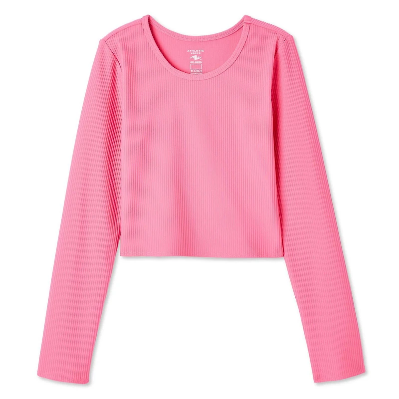 Haut à manches longues en tricot côtelé Athletic Works pour filles Tailles TP–TG