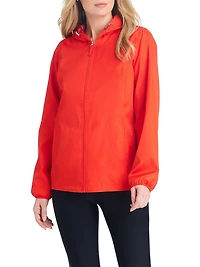 Détails Coupe-vent pour femmes avec doublure rayée à l'intérieur de la capuche et l'empiècement