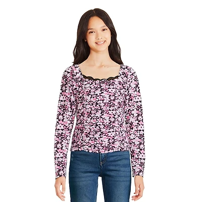 Justice Girls' Printed Lace Top, Sizes XS-XL