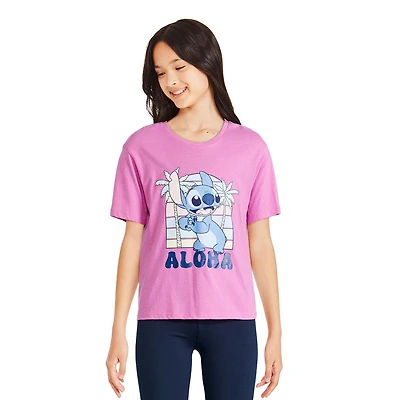Disney Girls' Stitch Short Sleeve Tee