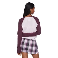 No Boundaries Women's Pointelle Sleep Tee