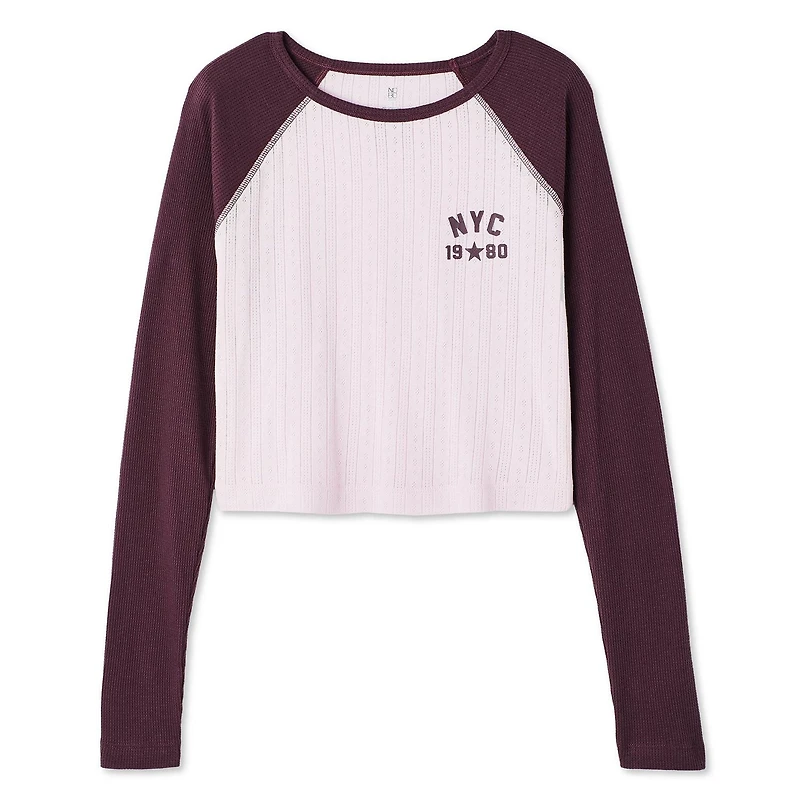 T-shirt de nuit en tricot pointelle No Boundaries pour femmes