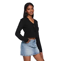 Cardigan noué à l'avant No Boundaries pour femmes Tailles TP–TTG