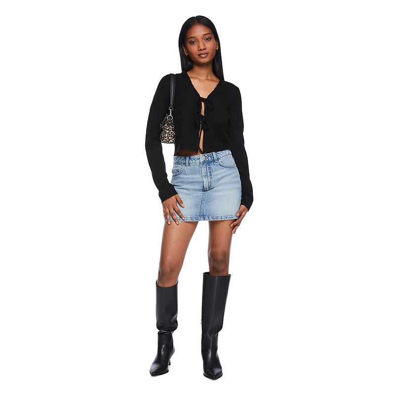 Cardigan noué à l'avant No Boundaries pour femmes Tailles TP–TTG