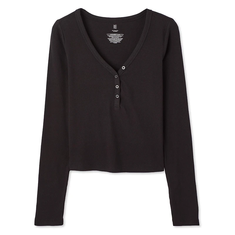 T-shirt de nuit à encolure Henley No Boundaries pour femmes