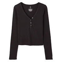 T-shirt de nuit à encolure Henley No Boundaries pour femmes