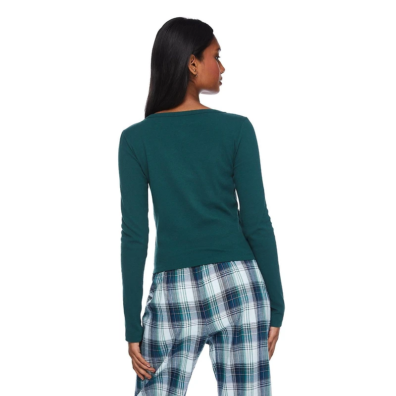 No Boundaries Women's Henley Sleep Tee