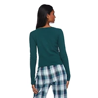 No Boundaries Women's Henley Sleep Tee