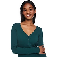 T-shirt de nuit à encolure Henley No Boundaries pour femmes