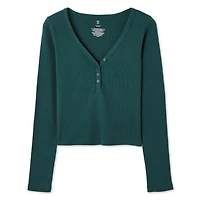 No Boundaries Women's Henley Sleep Tee