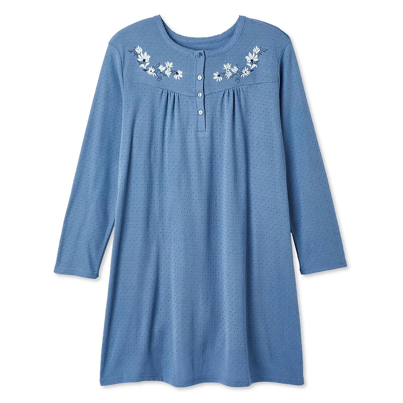 Chemise de nuit col Henley Iyla pour femmes plus