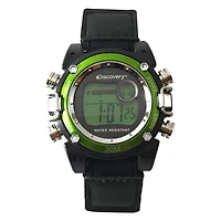 Montre numérique Discovery à bracelet Fastwrap en nylon noir aux accents vert