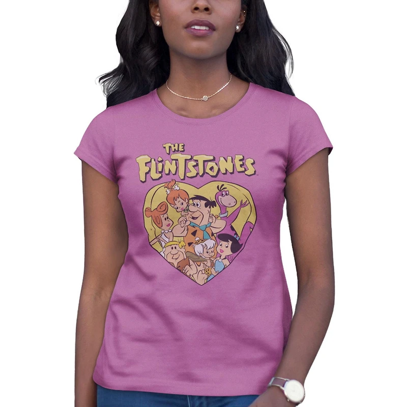 FLINSTONES T-shirt femme. Ce t-shirt à manches courtes ajusté pour femme est le look décontracté parfait pour porter avec vos bas préférés et