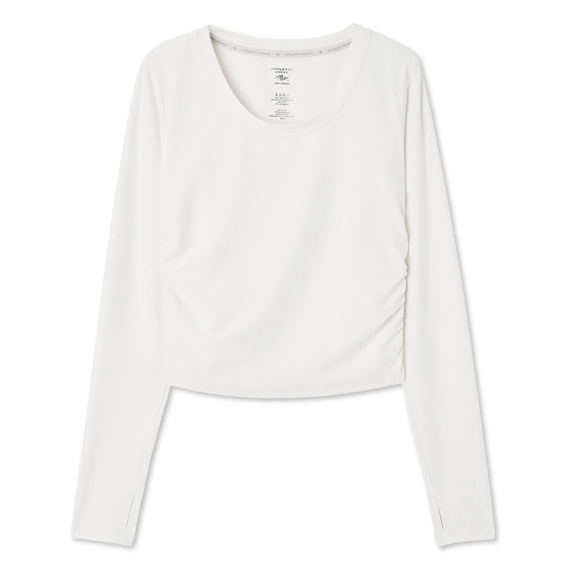 T-shirt écourté ruché Athletic Works pour femmes Tailles TP–TTG