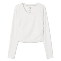 T-shirt écourté ruché Athletic Works pour femmes Tailles TP–TTG