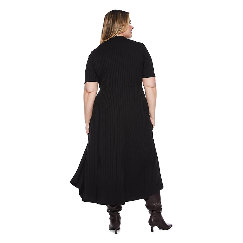 George Women's Plus Short Sleeve Rib Maxi Dress